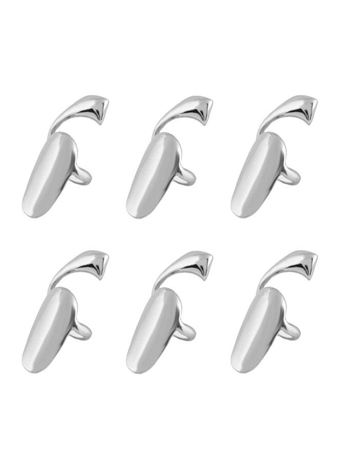 OHEETU 6Pcs Silver Metal Fingernail Rings Finger Opening Ring Fingertip Protective Caps Nail Art Manicure Decoration Accessories - Image 1
